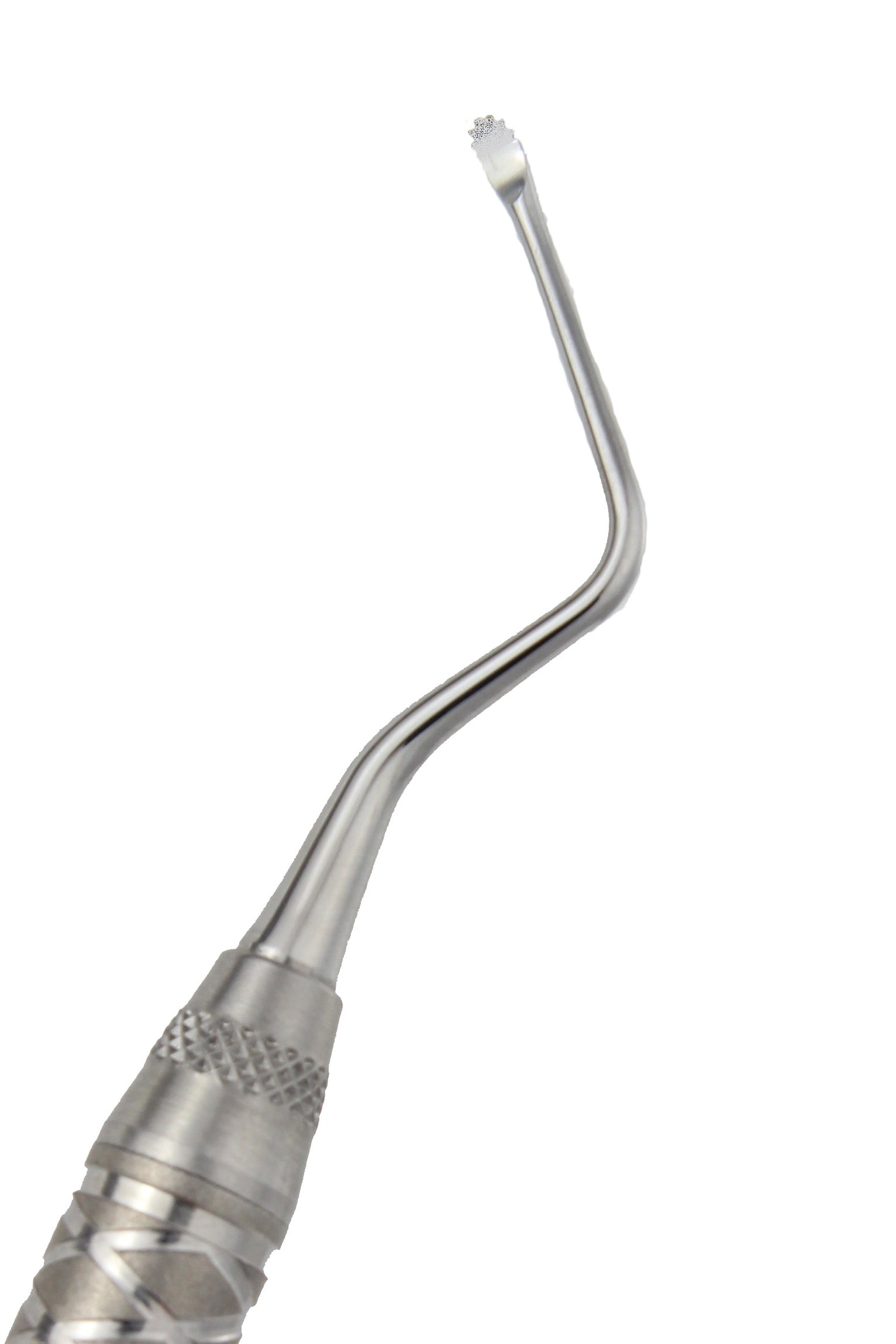 A close-up image of a Lucas Bone Curette with a serrated edge.