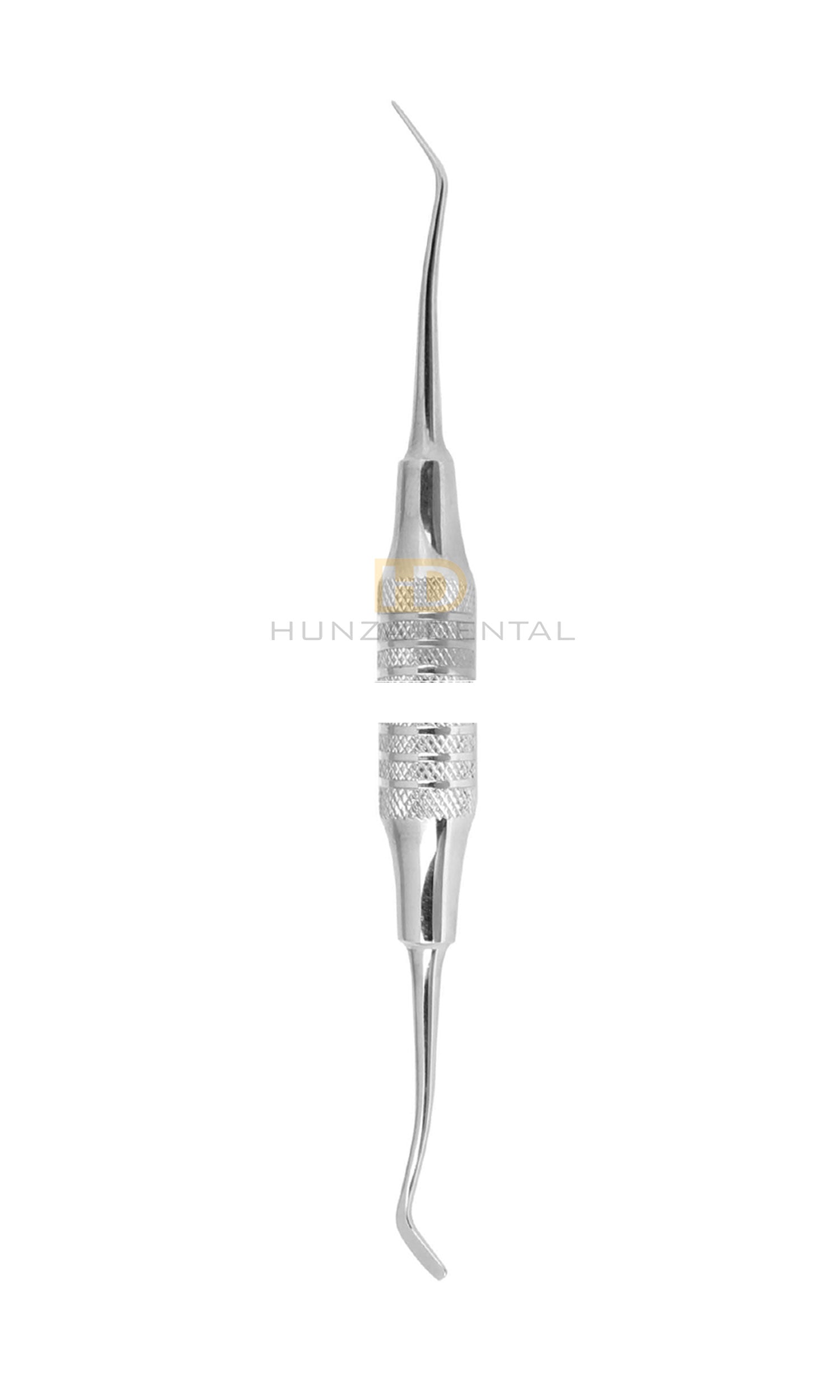 A dental composite instrument with a large handle, designed for placing, sculpting and contouring composites.