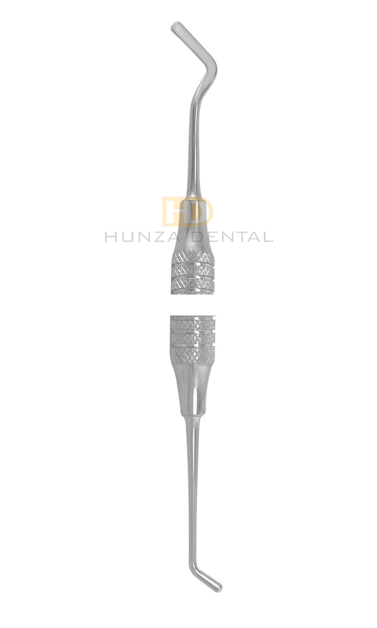 A dental composite instrument, likely made of stainless steel, with a pointed tip and a handle.