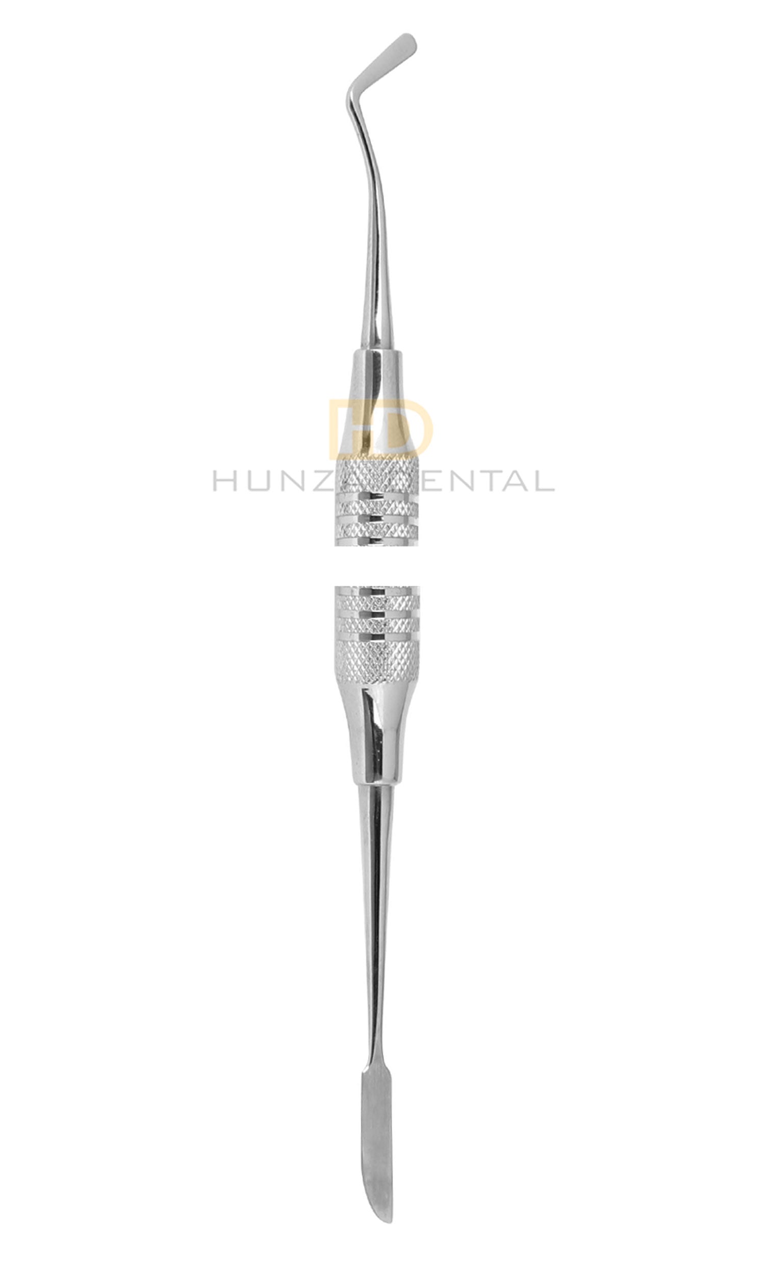A dental composite instrument with a large diameter handle and a pointed tip, primarily used for placing, sculpting and contouring composites.