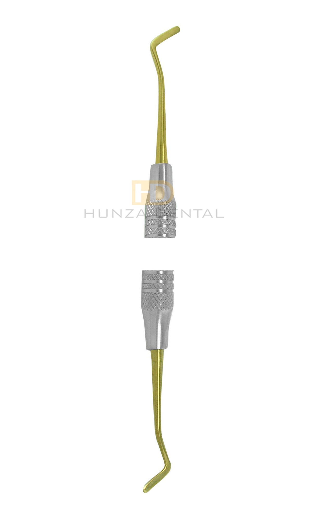 A dental composite instrument, used to place, sculpt and contour composites, with a metal tip and a green flexible shaft.