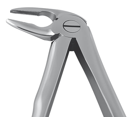 stainless steel dental instrument, likely a forceps or clamp, shown against a solid white background.