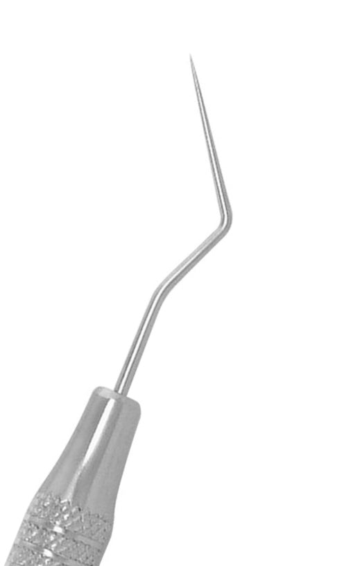 Endodontic explorer DG16 with an extra-fine tip for locating root canals.